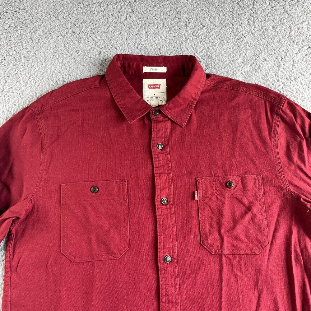 NEW Levi's Shirt Mens Medium Red Stretch Button Up Casual Work‎ Midweight Preppy